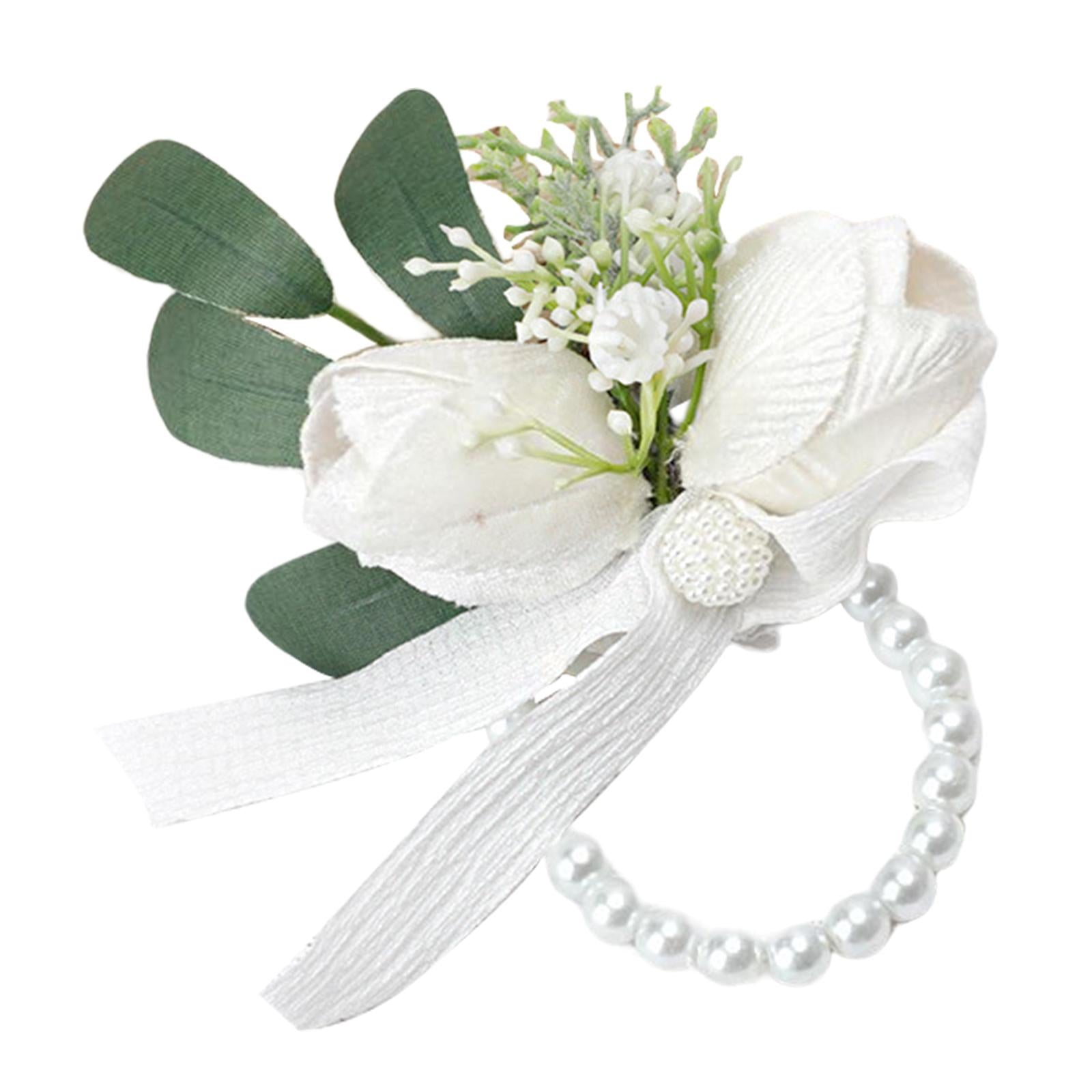 Wrist Corsage Ribbon Bracelet Hand Flowers for Bridesmaid Bridal StyleB