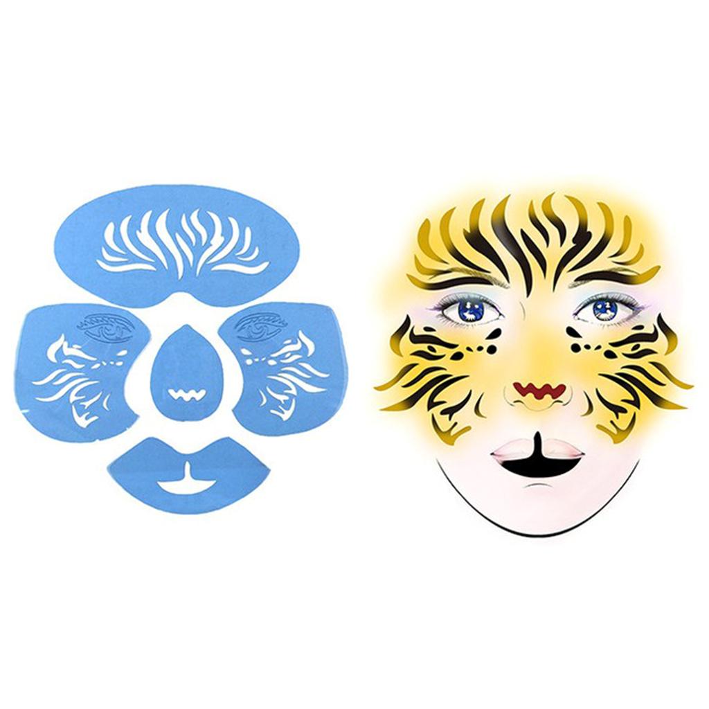 1 Set Face Painting Body Art Stencil Template for Festival DIY Makeup Tiger/Lion Face