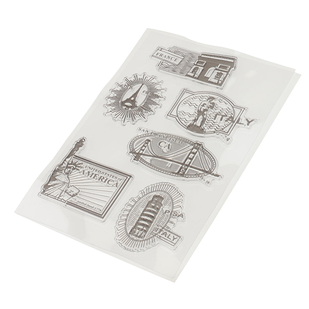  Transparent Landmark building Rubber Stamp Seal Block for Card Making Scrapbooking DIY Album