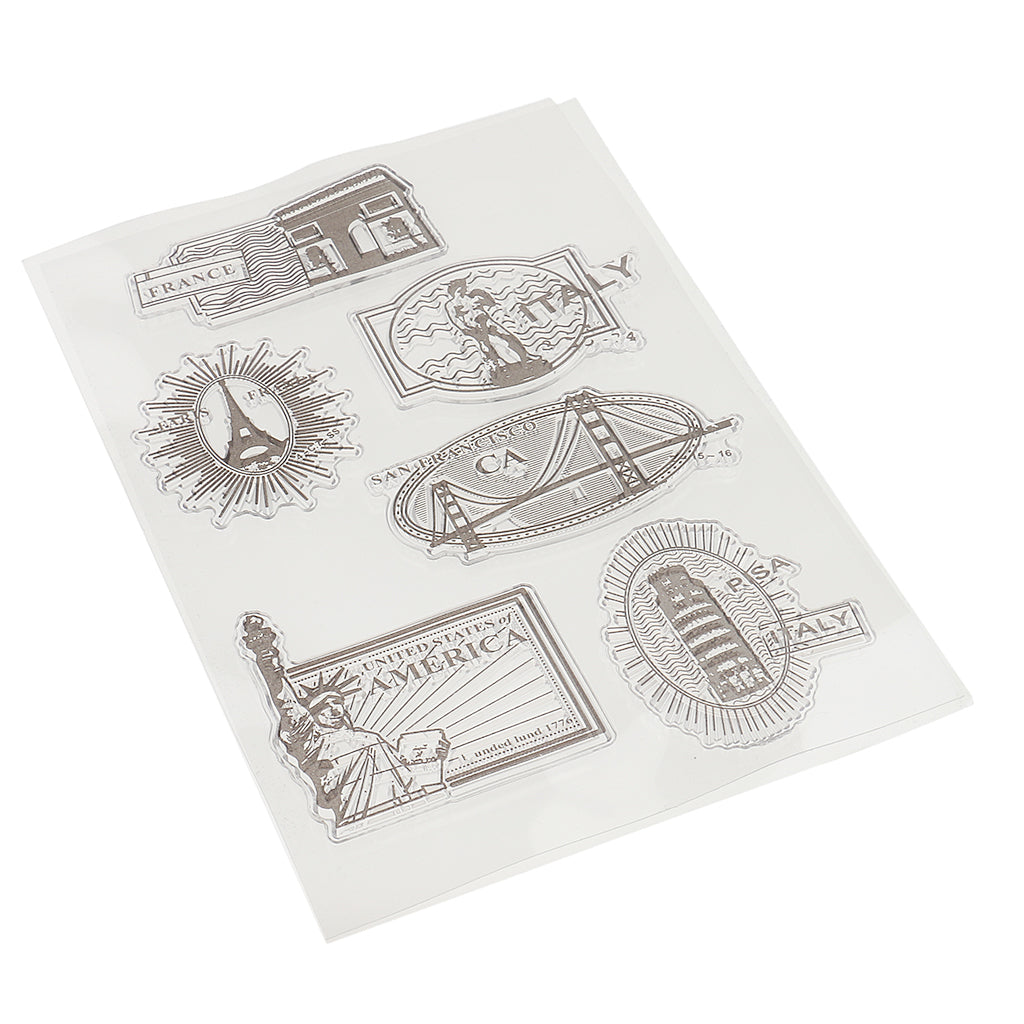  Transparent Landmark building Rubber Stamp Seal Block for Card Making Scrapbooking DIY Album