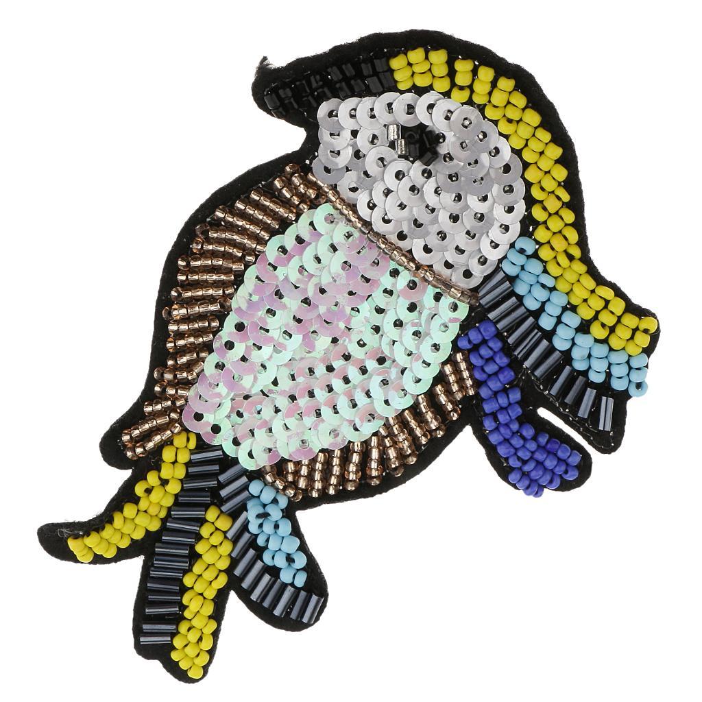 Woodpecker Applique Sequins Beads Patch Iron/Sew on Apparel Bag Shoes Dress Hat Decoration DIY Accessories