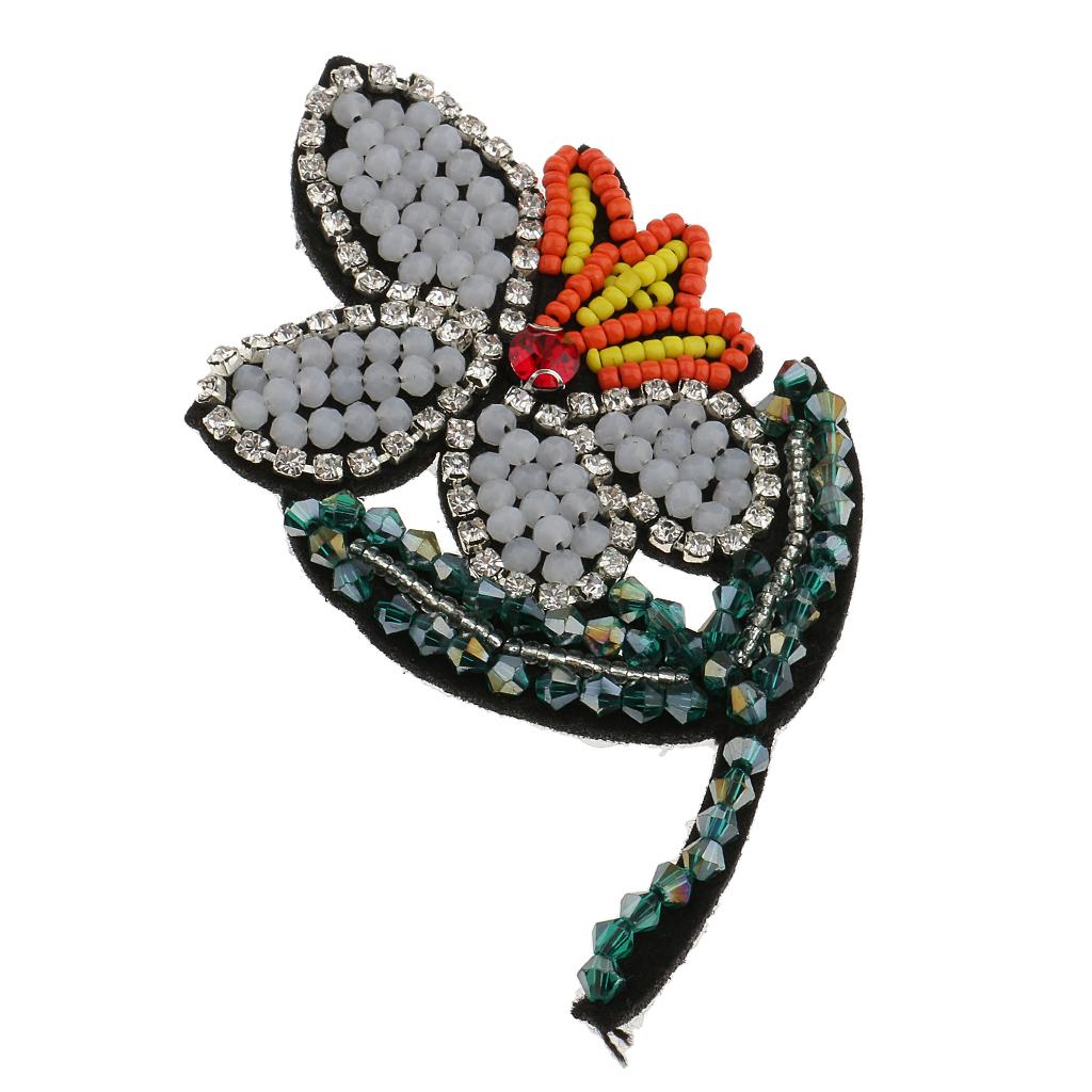  Rhinestone Flower Patch Iron/Sew on Repair Applique for Bag Garment Decoration