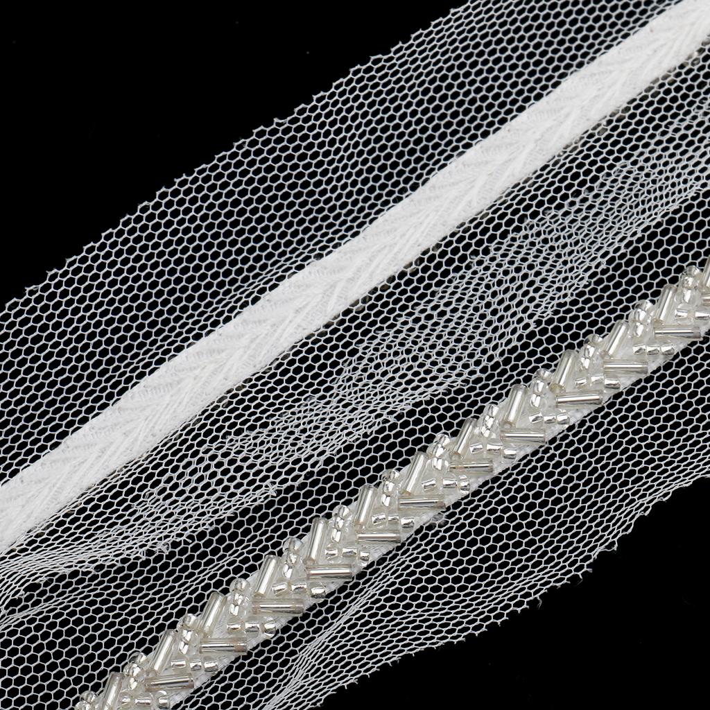 1 Yard Beaded Sewing Trimming Mesh Lace Ribbon Dress Decor Craft White