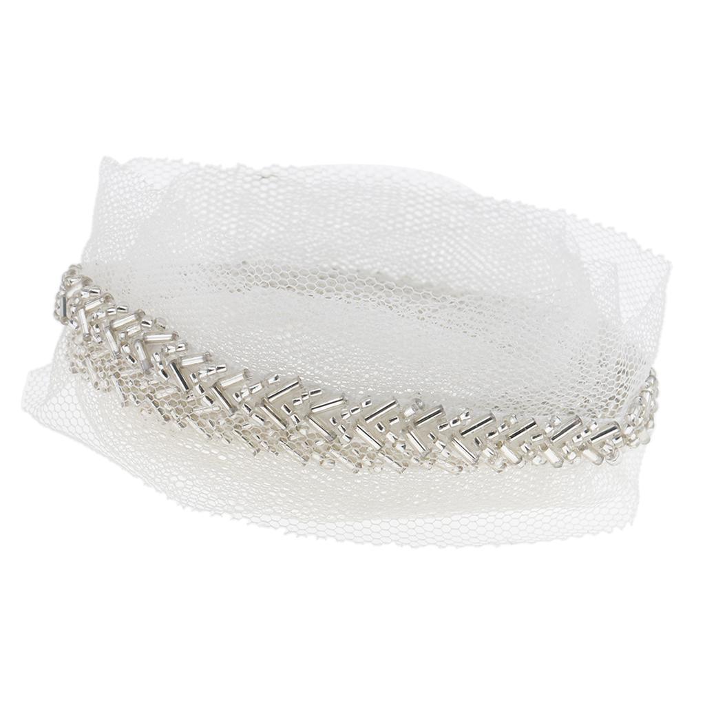 1 Yard Beaded Sewing Trimming Mesh Lace Ribbon Dress Decor Craft White