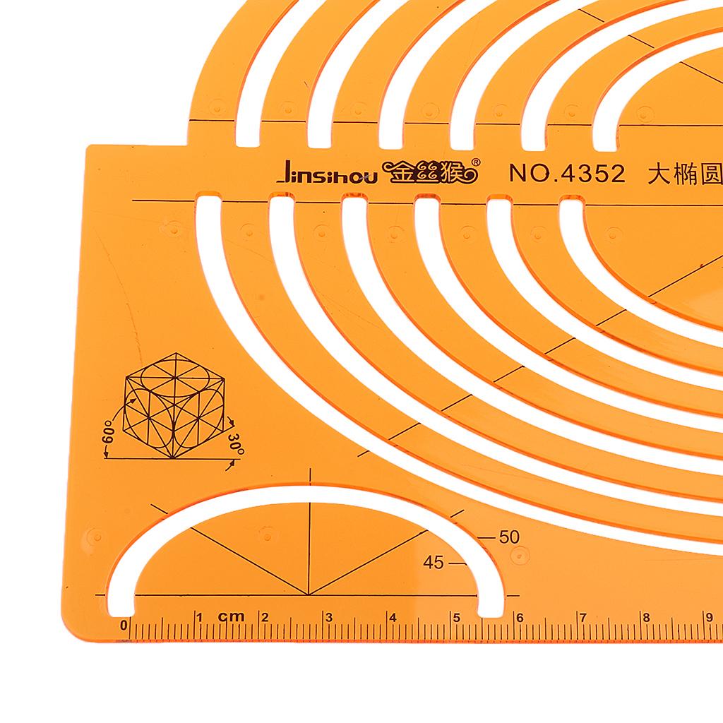  PLASTIC LARGE ISOMETRIC ELLIPSE DRAWING STENCIL STUDENTS MATH RULER CRAFT