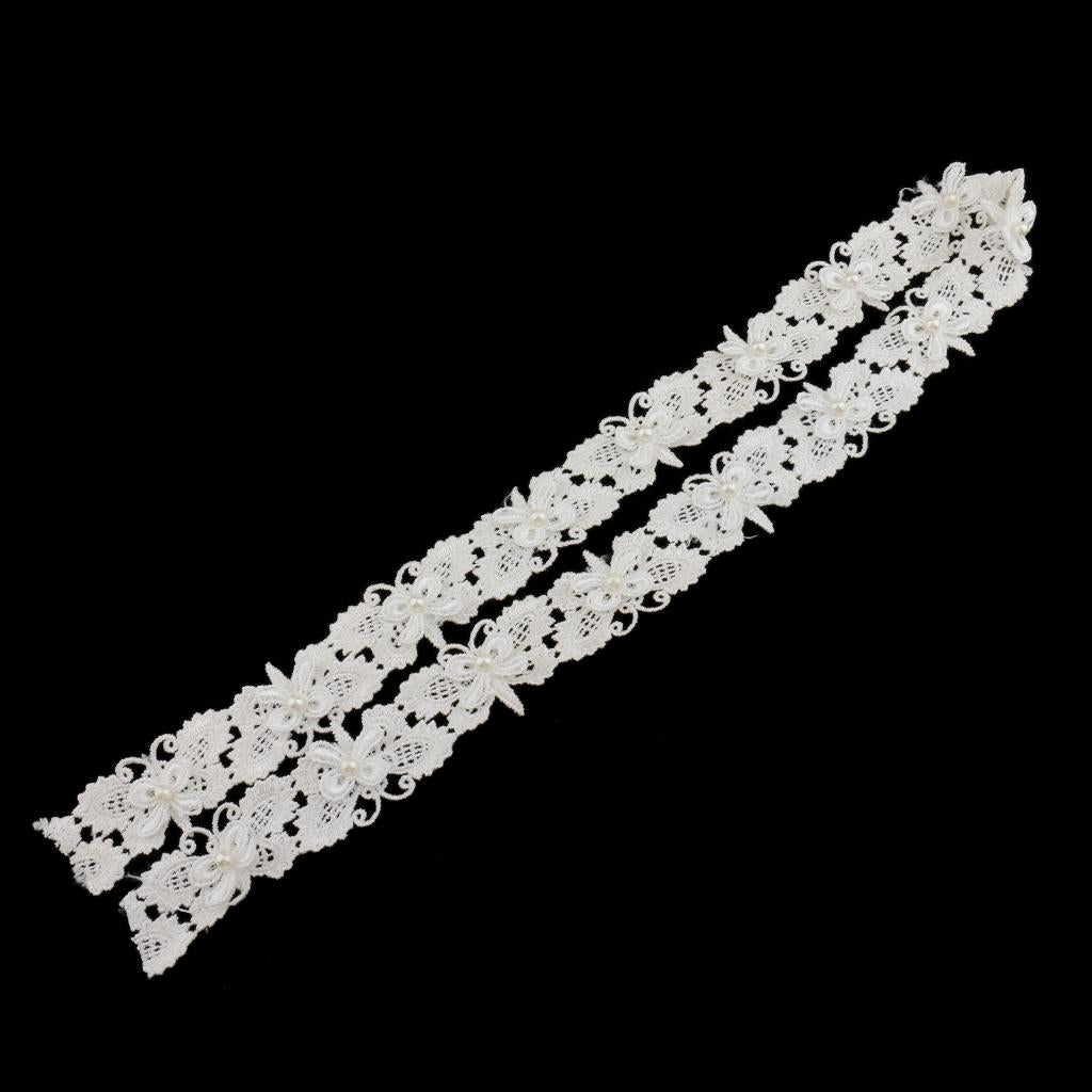 1 Yard Butterfly Pearl Lace Trim Ribbon Applique for Wedding Dress Decoration DIY Crafts