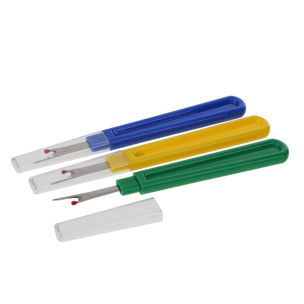  3 Pieces Steel Plastic Handle Craft Thread Cutter Seam Ripper Stitch Unpicker Needle Arts Sewing Tools