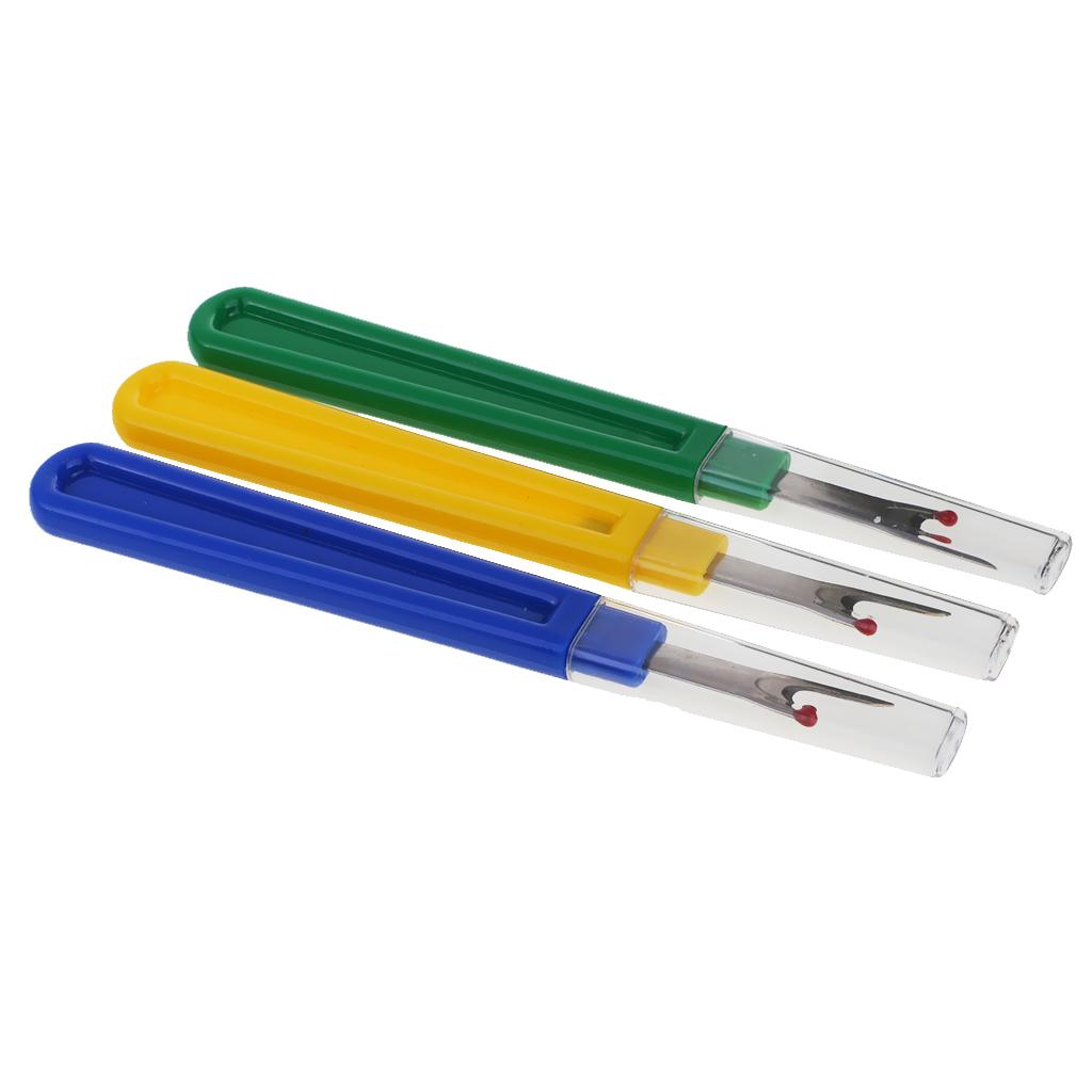  3 Pieces Steel Plastic Handle Craft Thread Cutter Seam Ripper Stitch Unpicker Needle Arts Sewing Tools