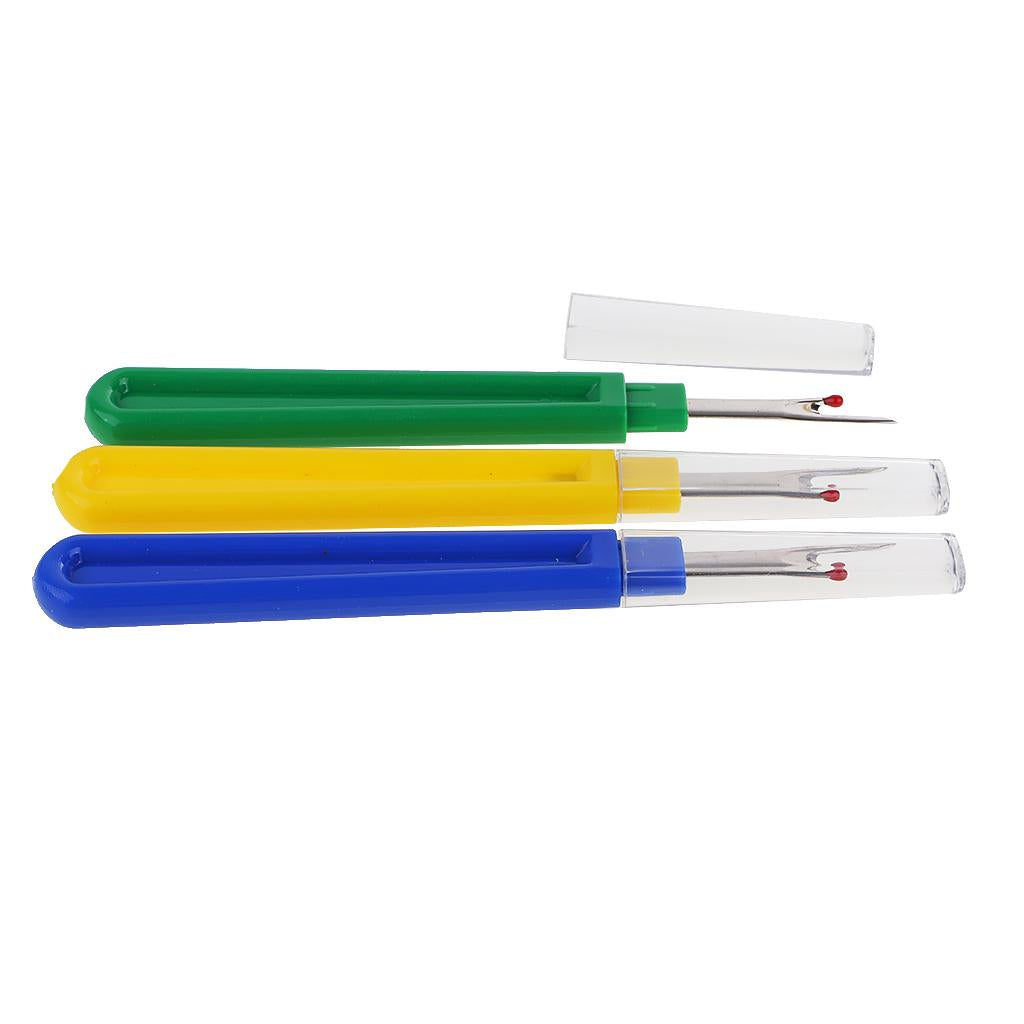  3 Pieces Steel Plastic Handle Craft Thread Cutter Seam Ripper Stitch Unpicker Needle Arts Sewing Tools