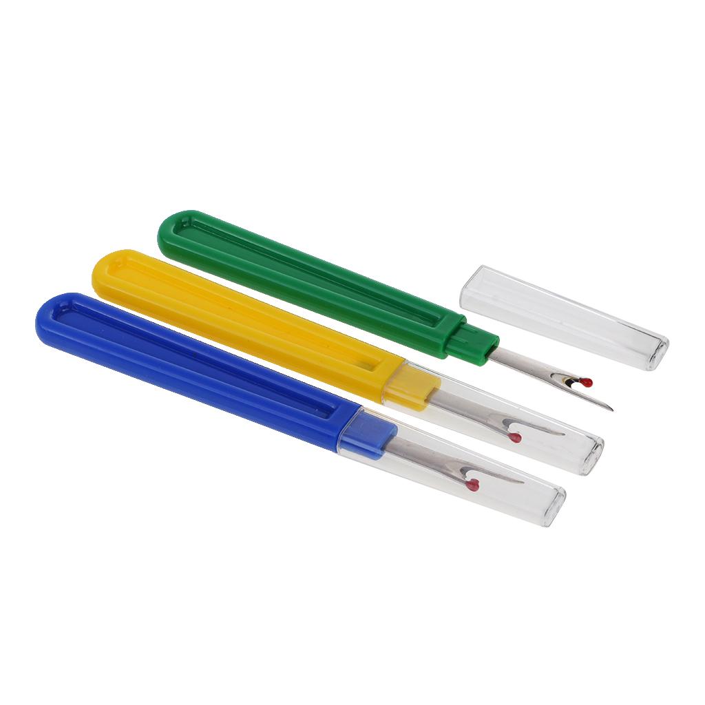  3 Pieces Steel Plastic Handle Craft Thread Cutter Seam Ripper Stitch Unpicker Needle Arts Sewing Tools