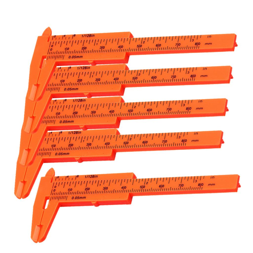 5 Pieces Mini Plastic Ruler Sliding 80mm Vernier Caliper Gauge Measure Tools