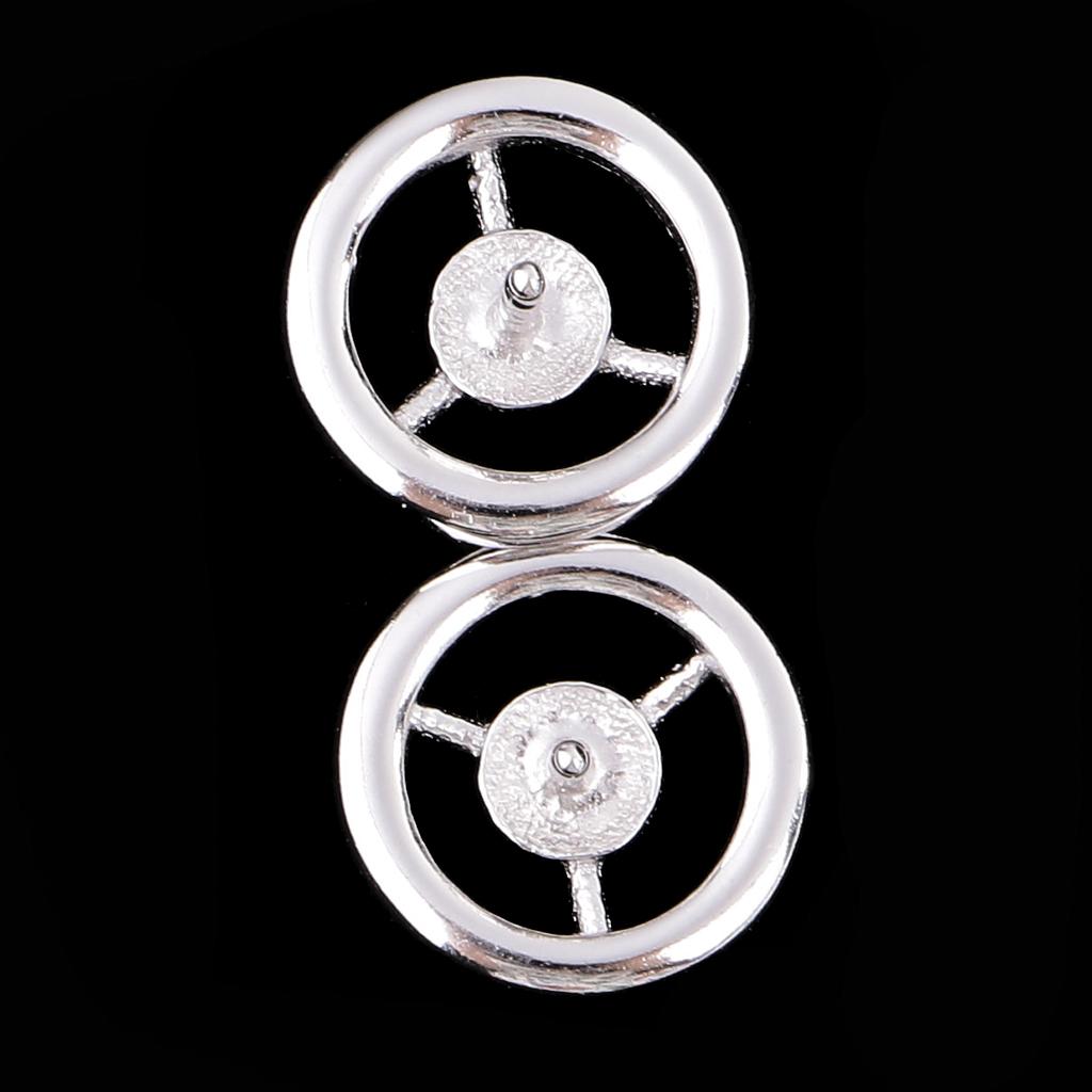 1 Pair of Sterling 925 Silver Round Ear Stud Earring Findings Bases DIY Jewelry