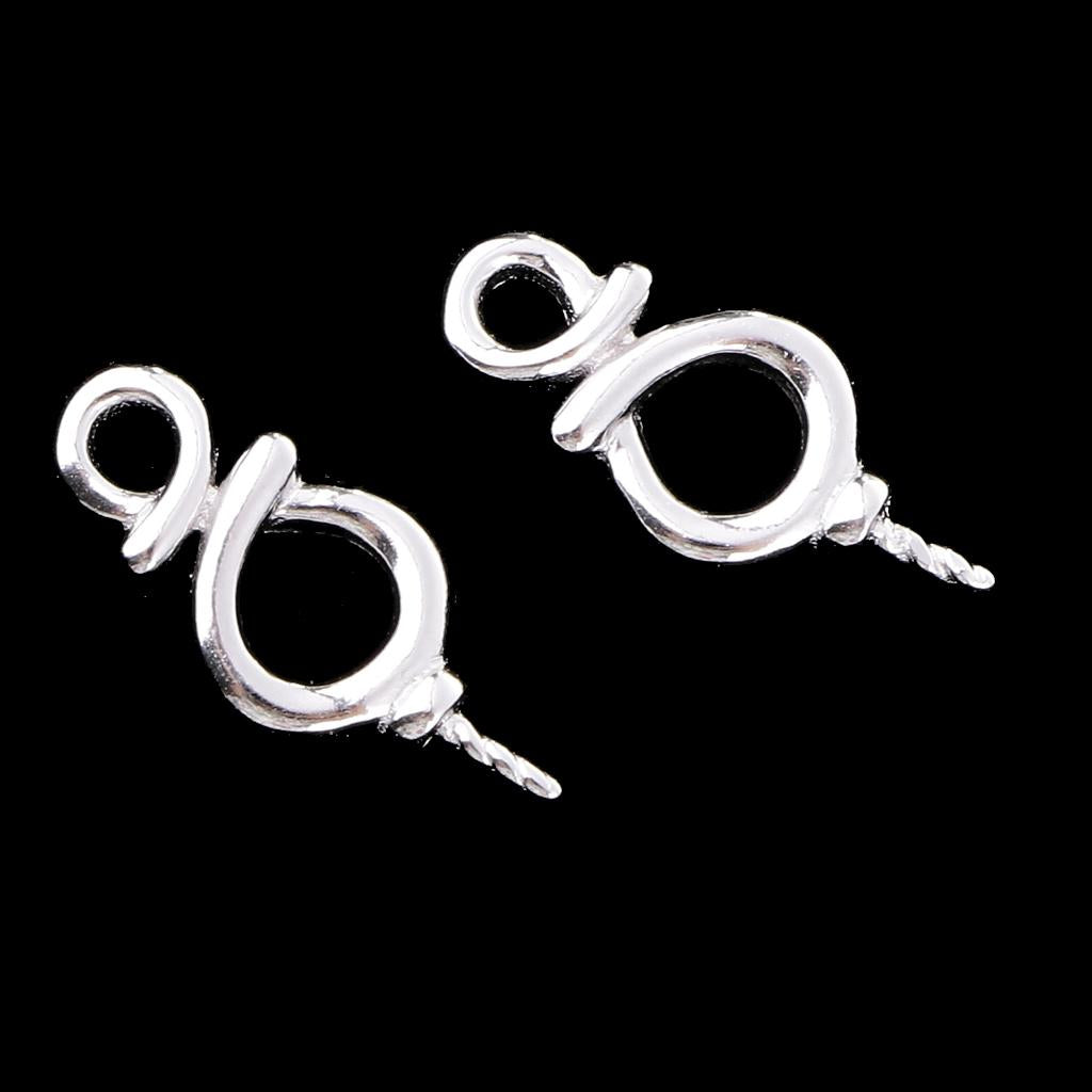 1 Pair of Sterling 925 Silver 8 Shape Ear Stud Earring Findings Bases DIY Jewelry