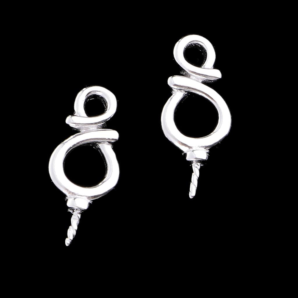 1 Pair of Sterling 925 Silver 8 Shape Ear Stud Earring Findings Bases DIY Jewelry