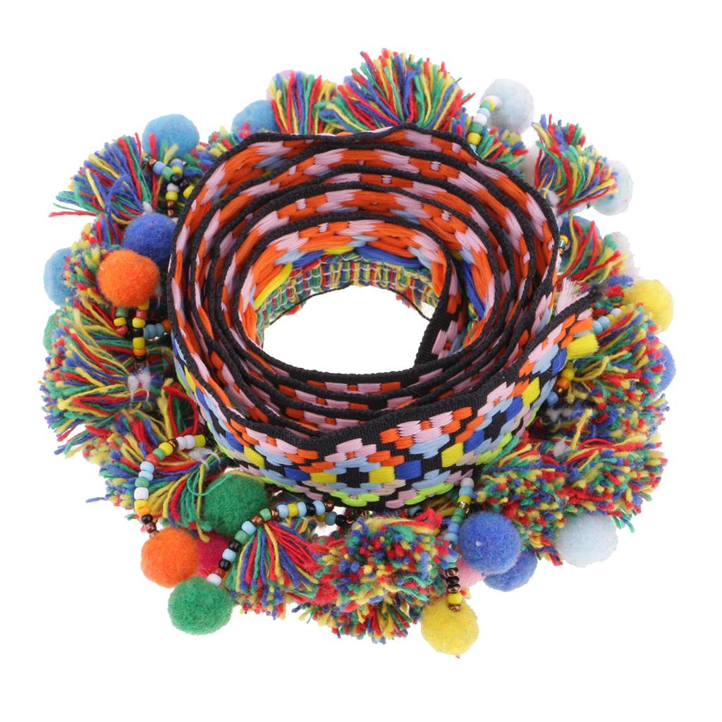 1 Yard Colorful Pom Pom Beads Fringe Tassels Braid Jacquard Ribbon Trim 60mm