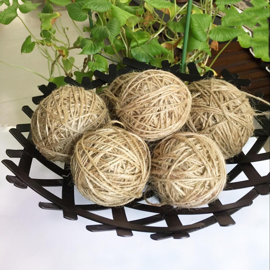 1 Piece Handmade Natural Hemp Rope Decorating Ball Hanging Decoration 6.5cm