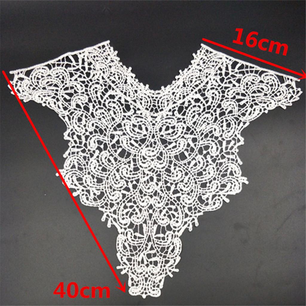 1 Piece Fabric Venise Lace Collar Neckline Sewing Trim Applique Clothes Dress Craft White