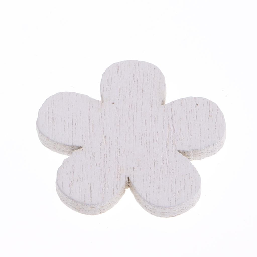  100 Pieces White 21x20mm Mini Wooden Flower Shapes Pieces Decor Embellishment Art Craft Card Making Scrapbooking Wedding Favors