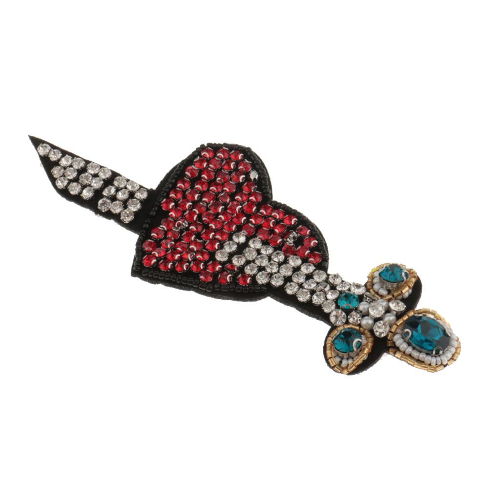 1 Piece Heart Design Rhinestone Beaded Patch Embroideried Clothing Applique