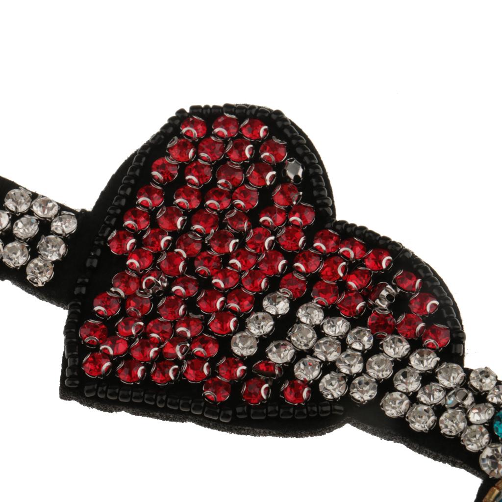 1 Piece Heart Design Rhinestone Beaded Patch Embroideried Clothing Applique