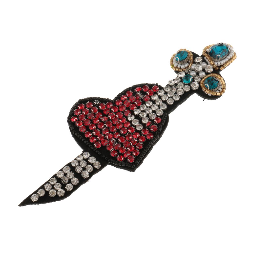 1 Piece Heart Design Rhinestone Beaded Patch Embroideried Clothing Applique