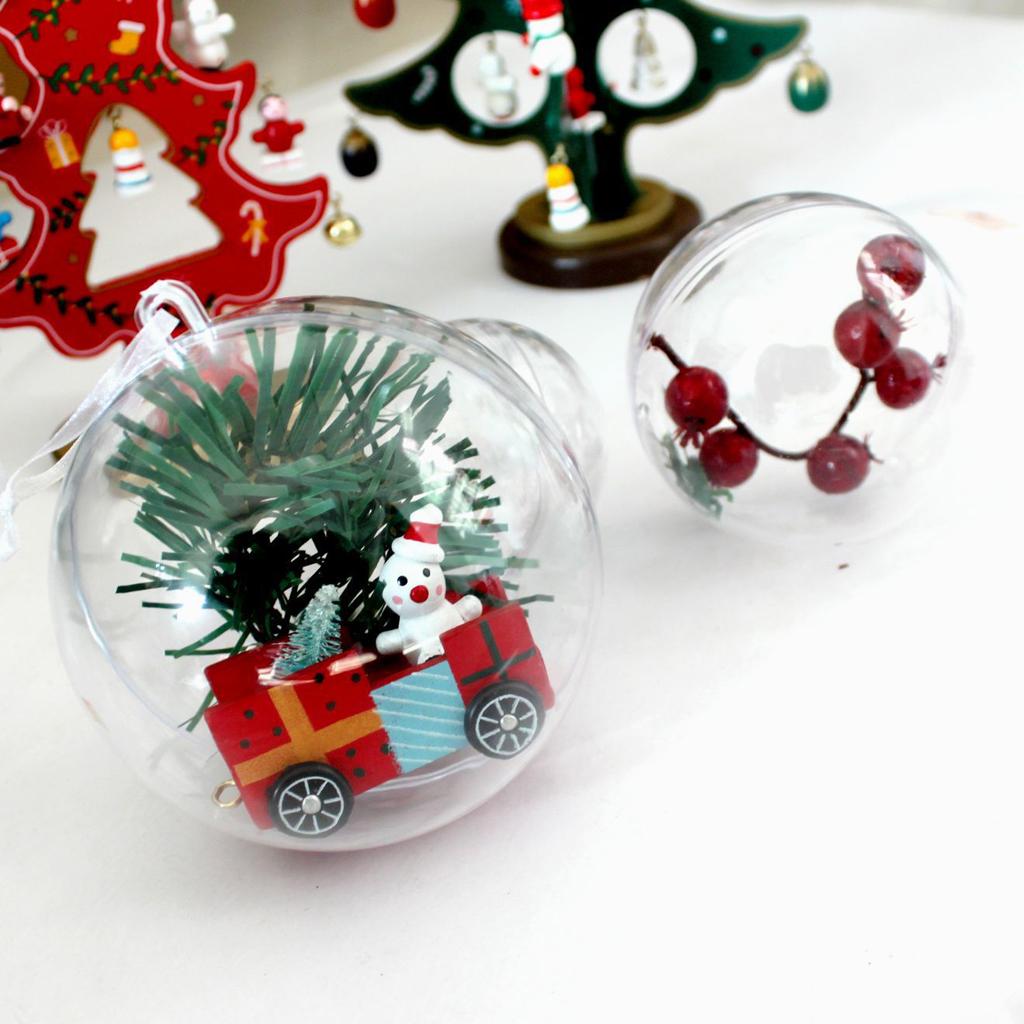 10pcs Clear Plastic Ball DIY Christmas Tree Hanging Bauble Decoration 40mm