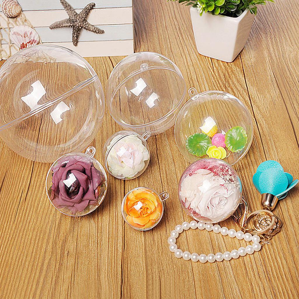 10pcs Clear Plastic Ball DIY Christmas Tree Hanging Bauble Decoration 40mm