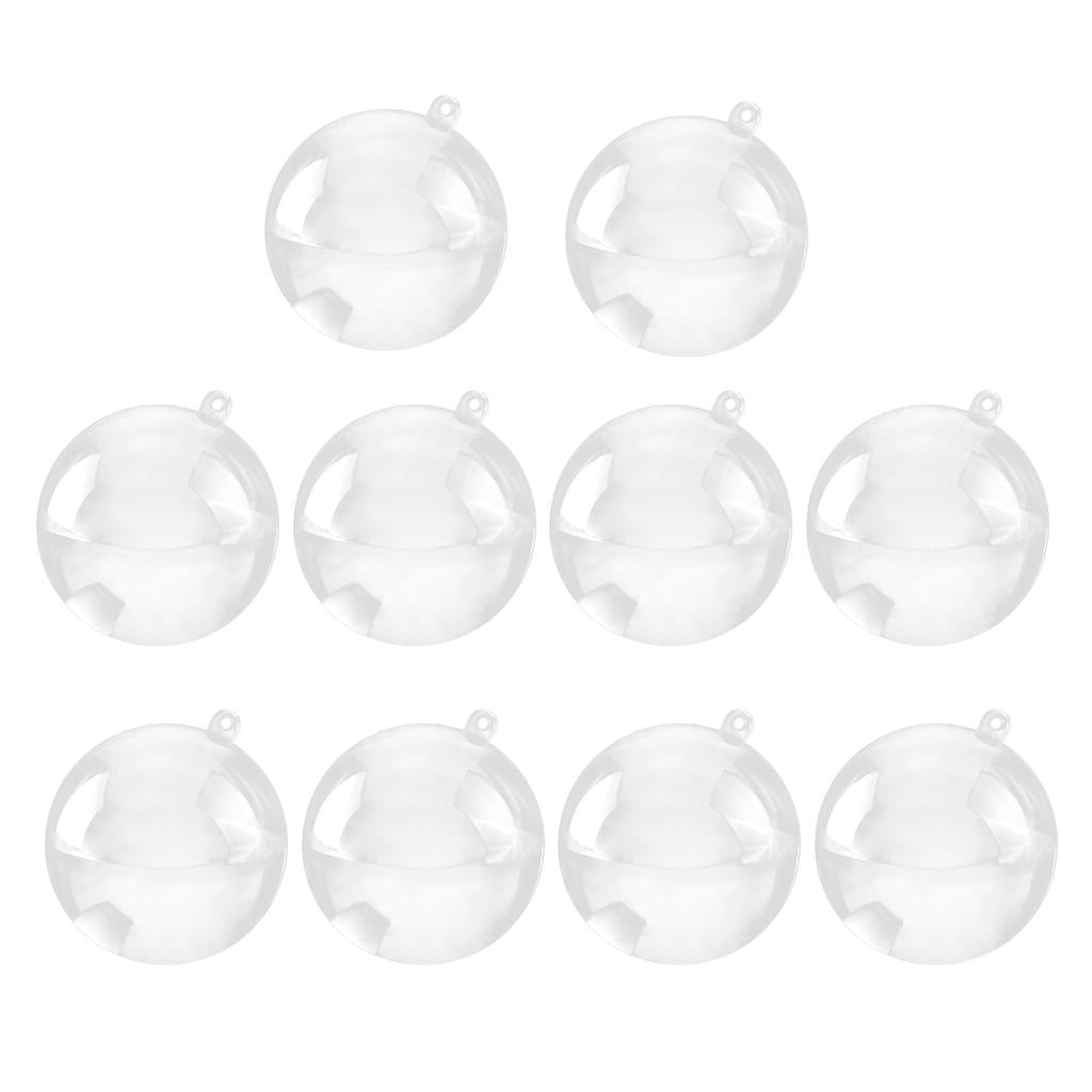 10pcs Clear Plastic Ball DIY Christmas Tree Hanging Bauble Decoration 40mm