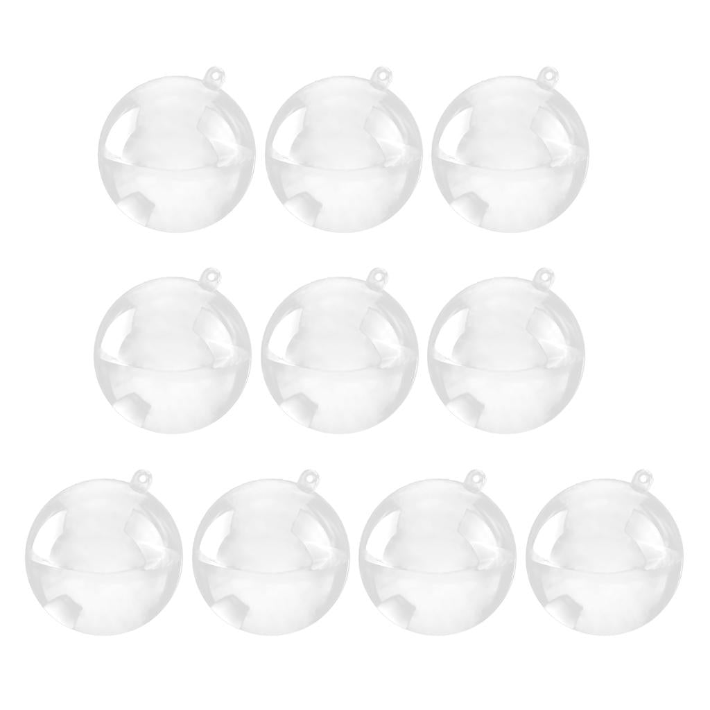 10pcs Clear Plastic Ball DIY Christmas Tree Hanging Bauble Decoration 40mm