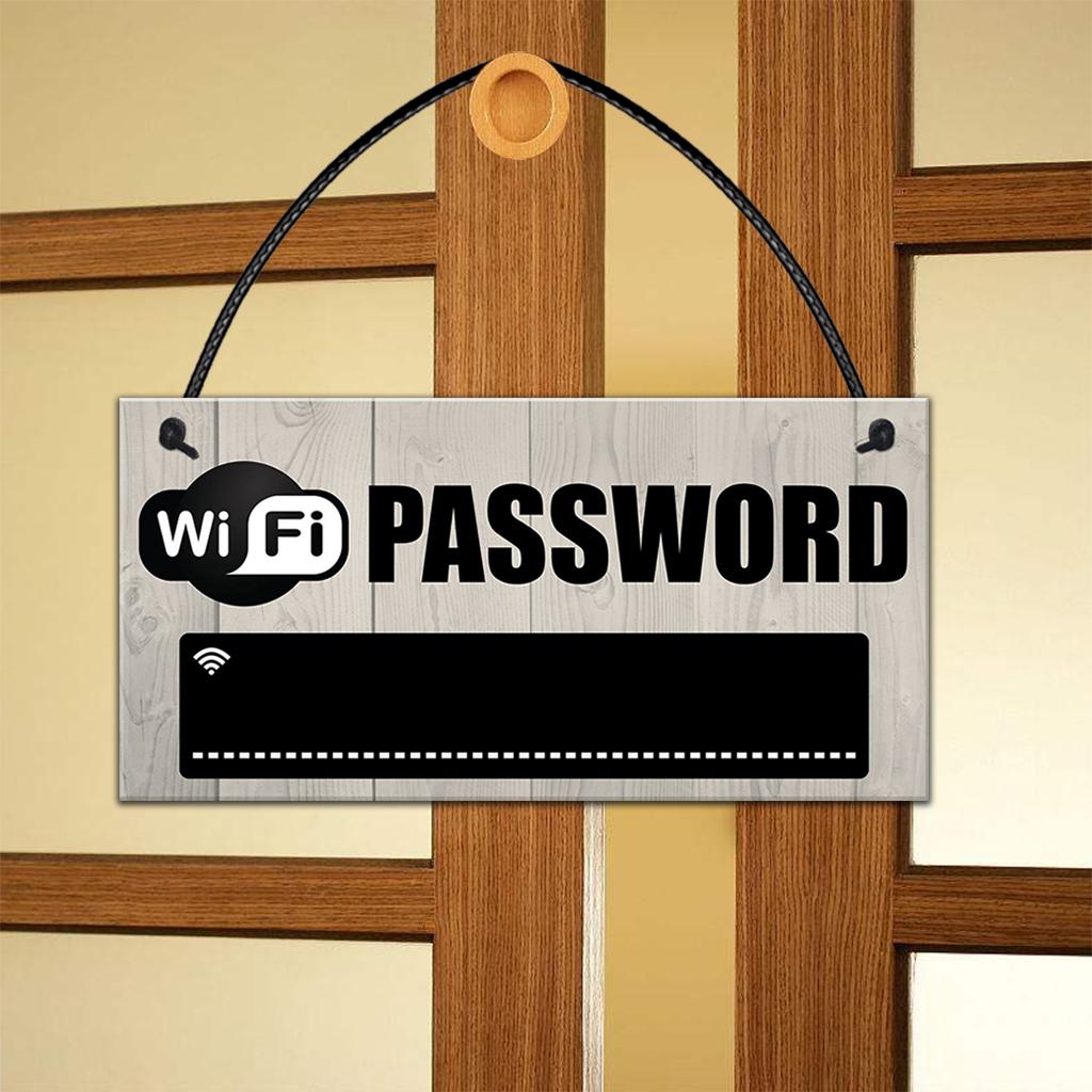 Wooden Wifi Password Hanging Sign Plaque Chalkboard for Home Shop Hotel Wall 20x10cm