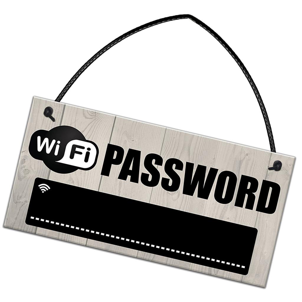 Wooden Wifi Password Hanging Sign Plaque Chalkboard for Home Shop Hotel Wall 20x10cm