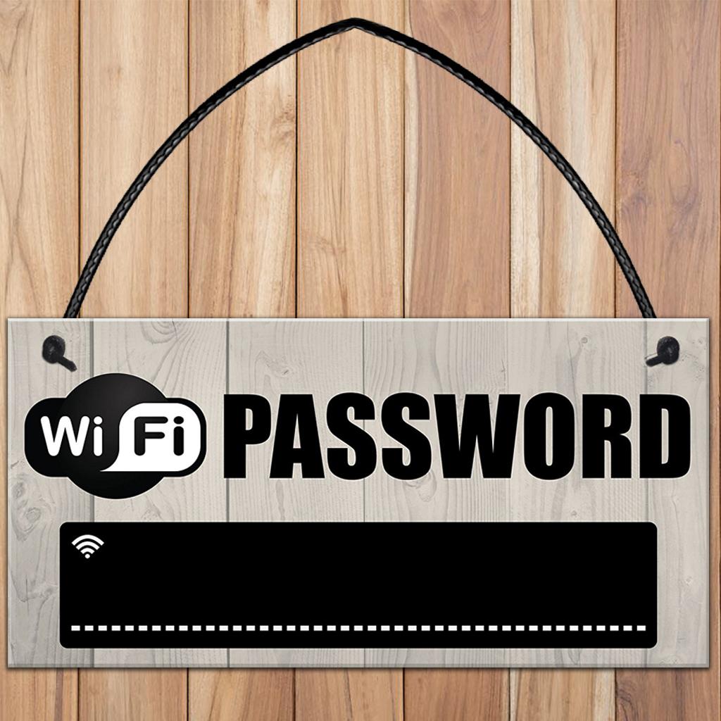 Wooden Wifi Password Hanging Sign Plaque Chalkboard for Home Shop Hotel Wall 20x10cm