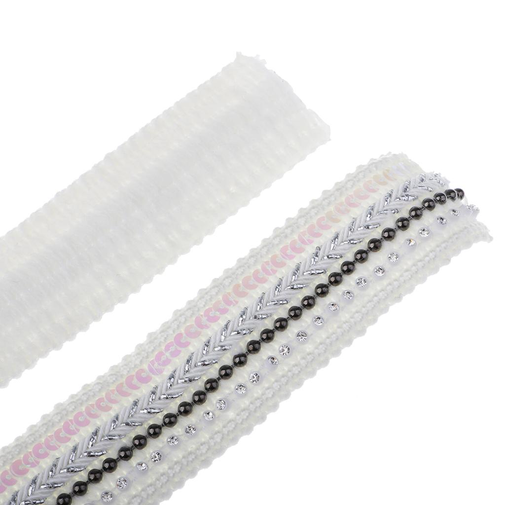 1 Yard Crystal Beaded Chain Ribbon Lace Trim For Sewing Embellishment Silver