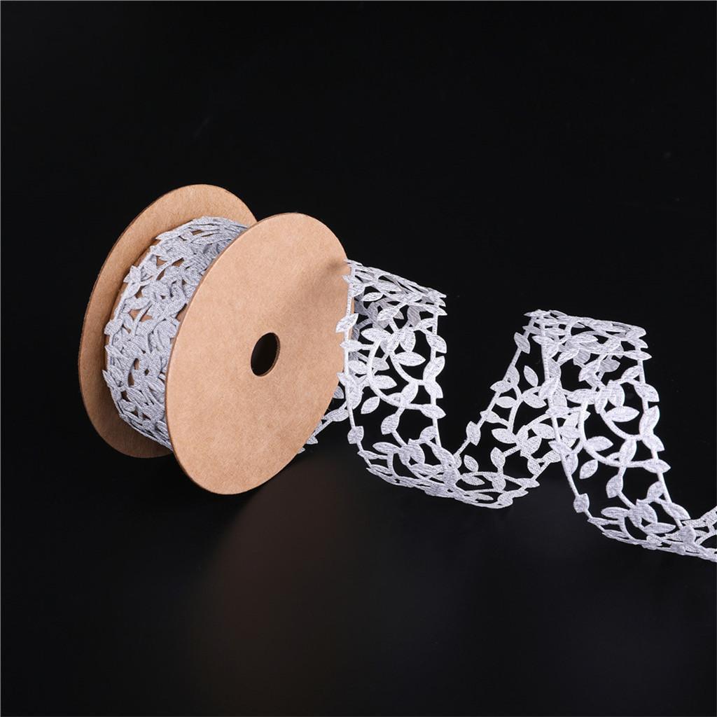 1 Meter Hollow Leaf Lace Trim Ribbon Embellishment for Gift Wrap 30mm Silver