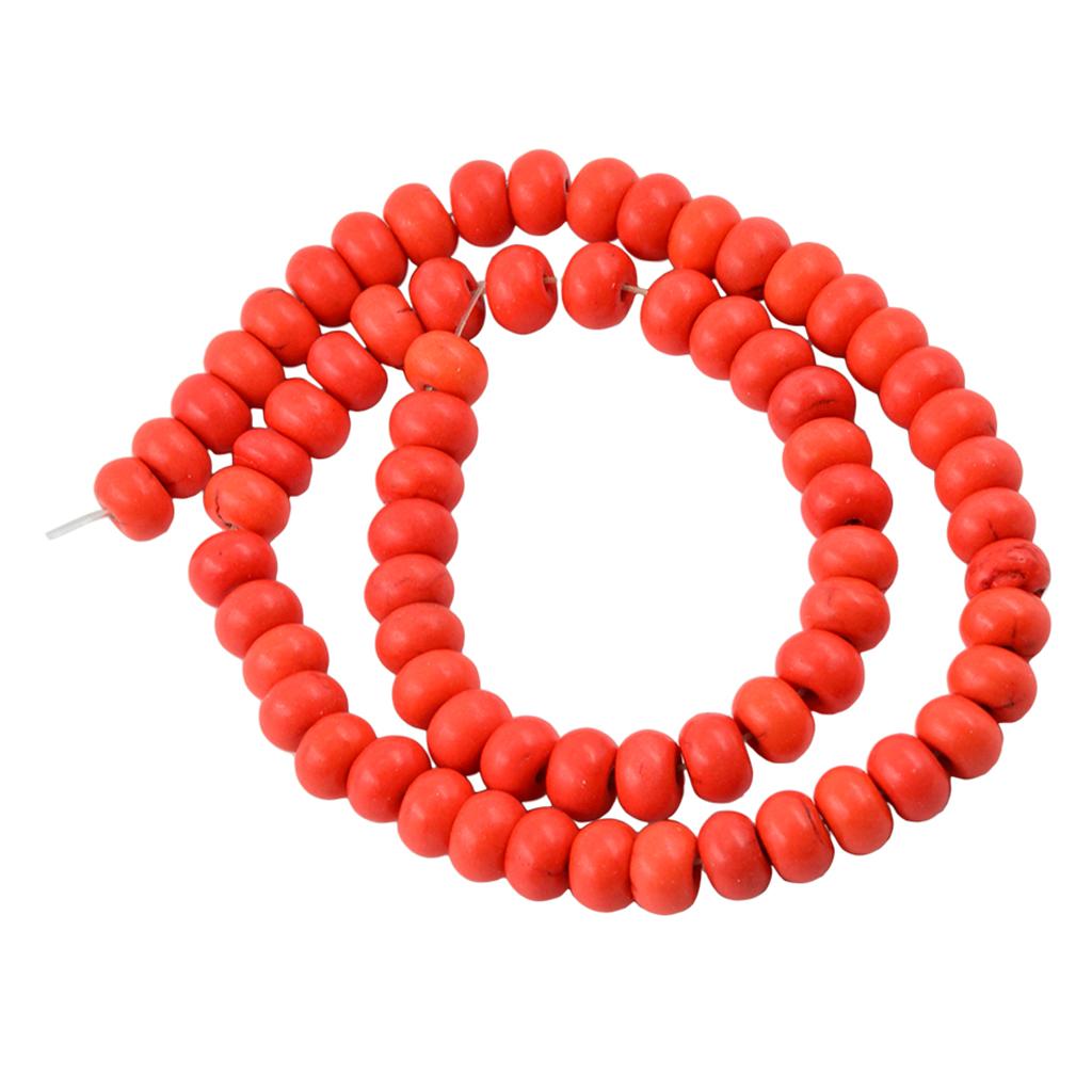 1 Strand of Turquoise Gemstone Rondelle Spacer Loose Beads Findings Orange