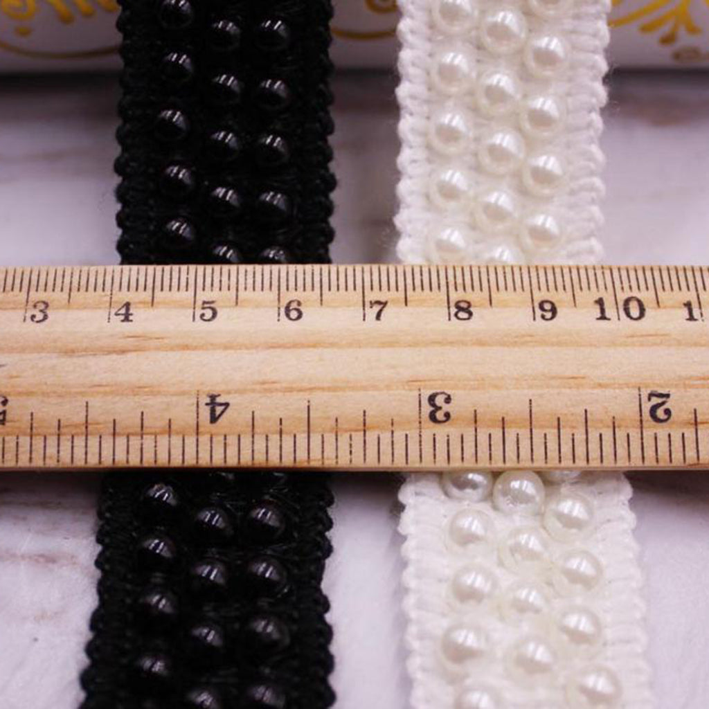 1 Yard 25 mm Pearl Lace Ribbon for Decor Clothes DIY Craft Supply Black