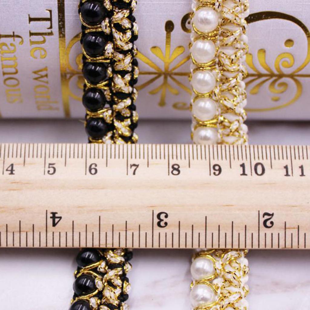 1 Yard 15 mm Pearl Lace Ribbon for Decorating Clothes DIY Craft Supply Black