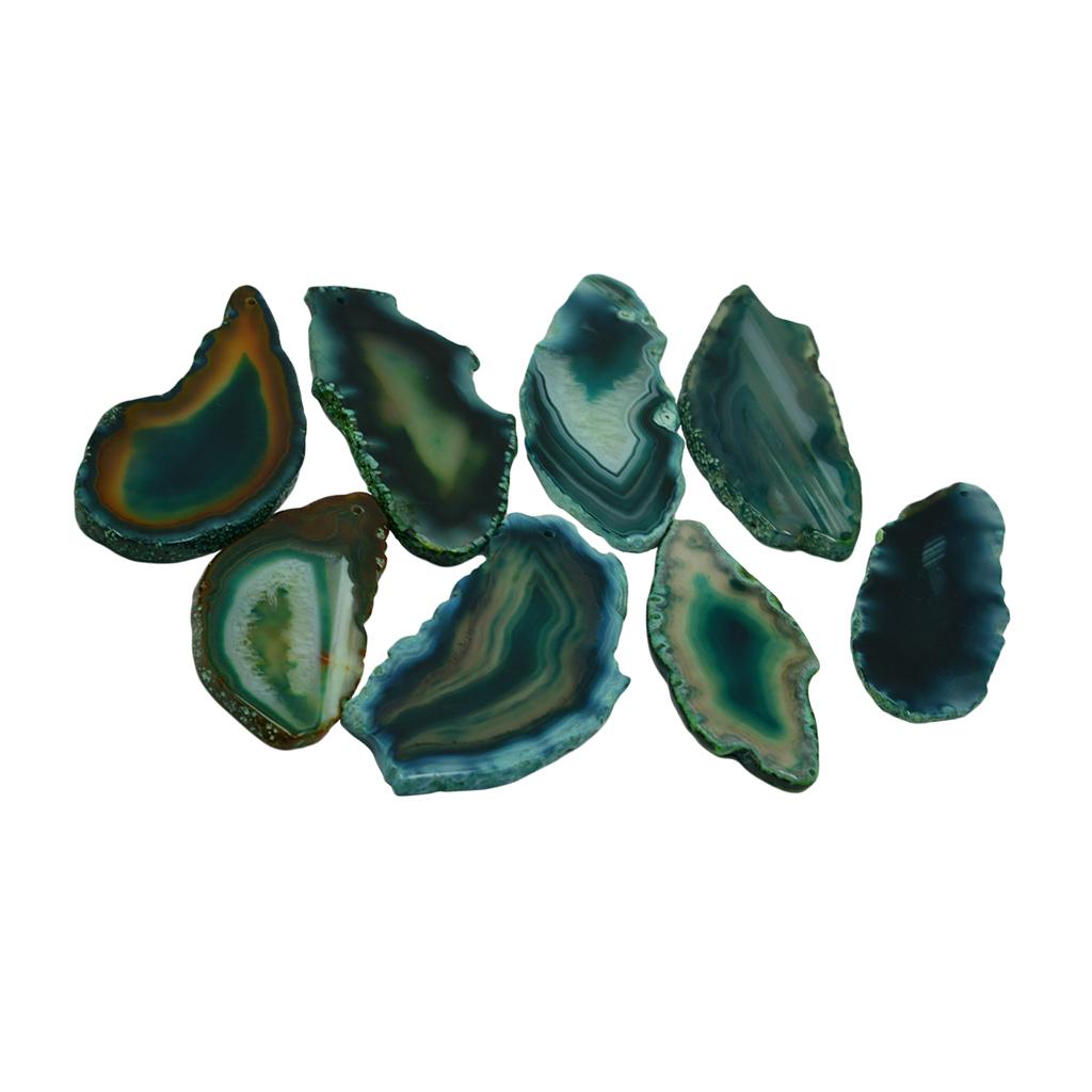 1 Piece Irregular Shape Agate Quartz Slice Pendant Charms Jewelry Green