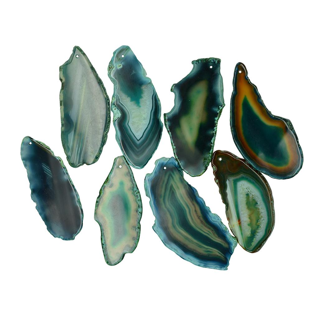 1 Piece Irregular Shape Agate Quartz Slice Pendant Charms Jewelry Green