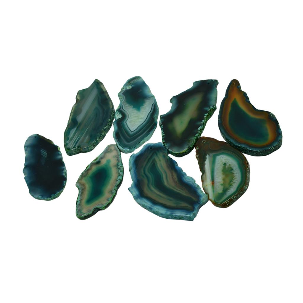 1 Piece Irregular Shape Agate Quartz Slice Pendant Charms Jewelry Green