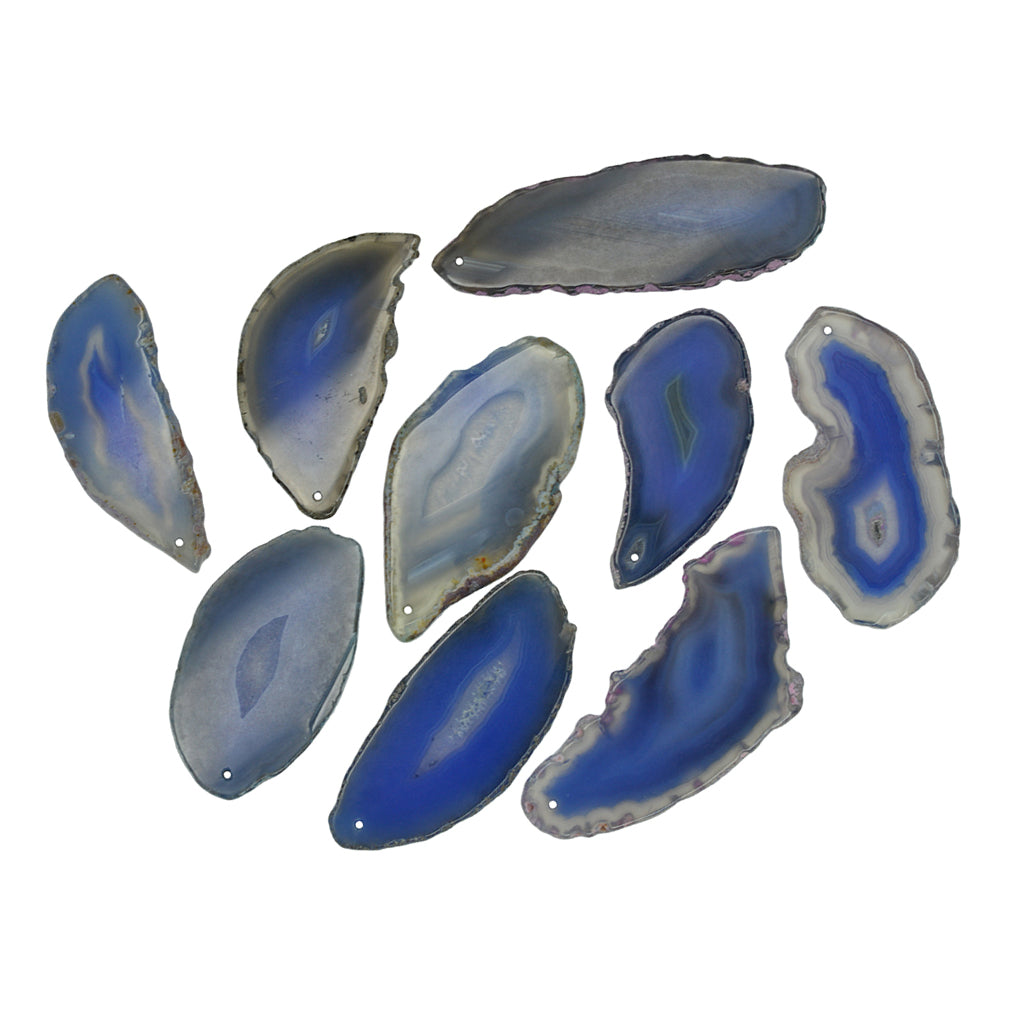 1 Piece Irregular Shape Agate Quartz Slice Pendant Charms Jewelry Sky blue