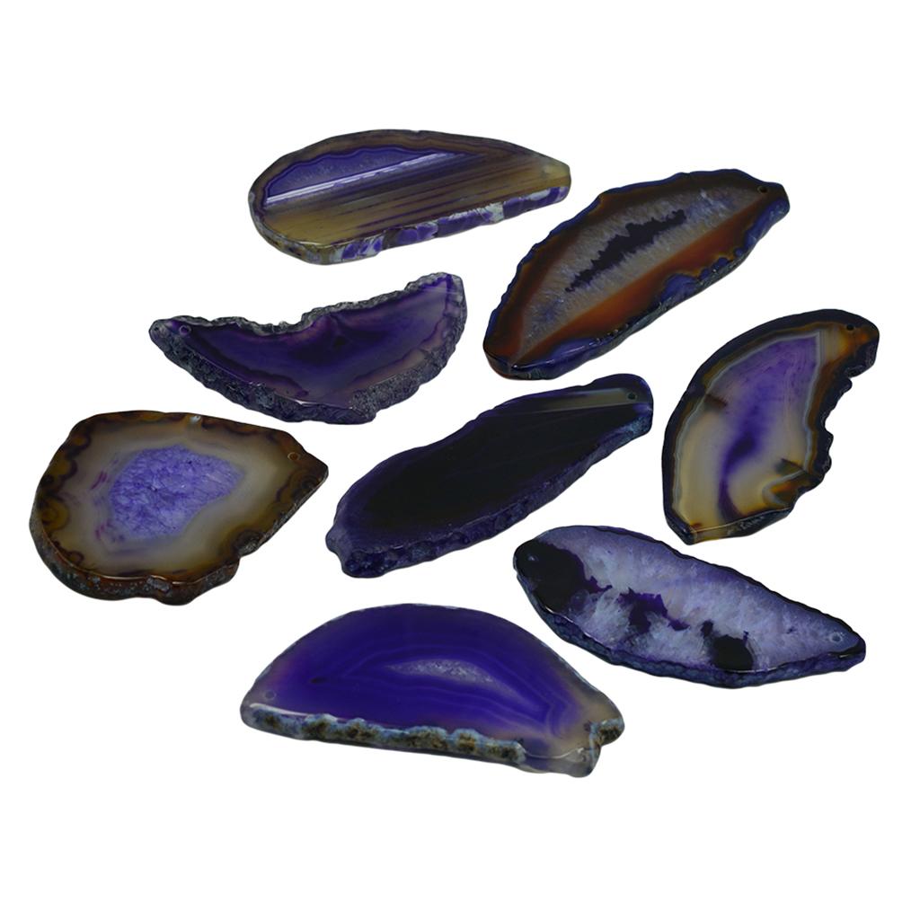 1 Piece Irregular Shape Agate Quartz Slice Pendant Charms Jewelry Purple