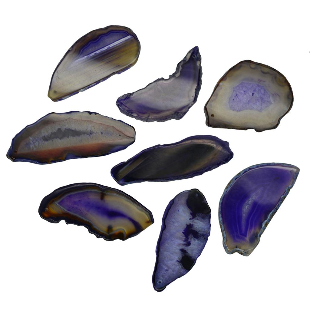 1 Piece Irregular Shape Agate Quartz Slice Pendant Charms Jewelry Purple