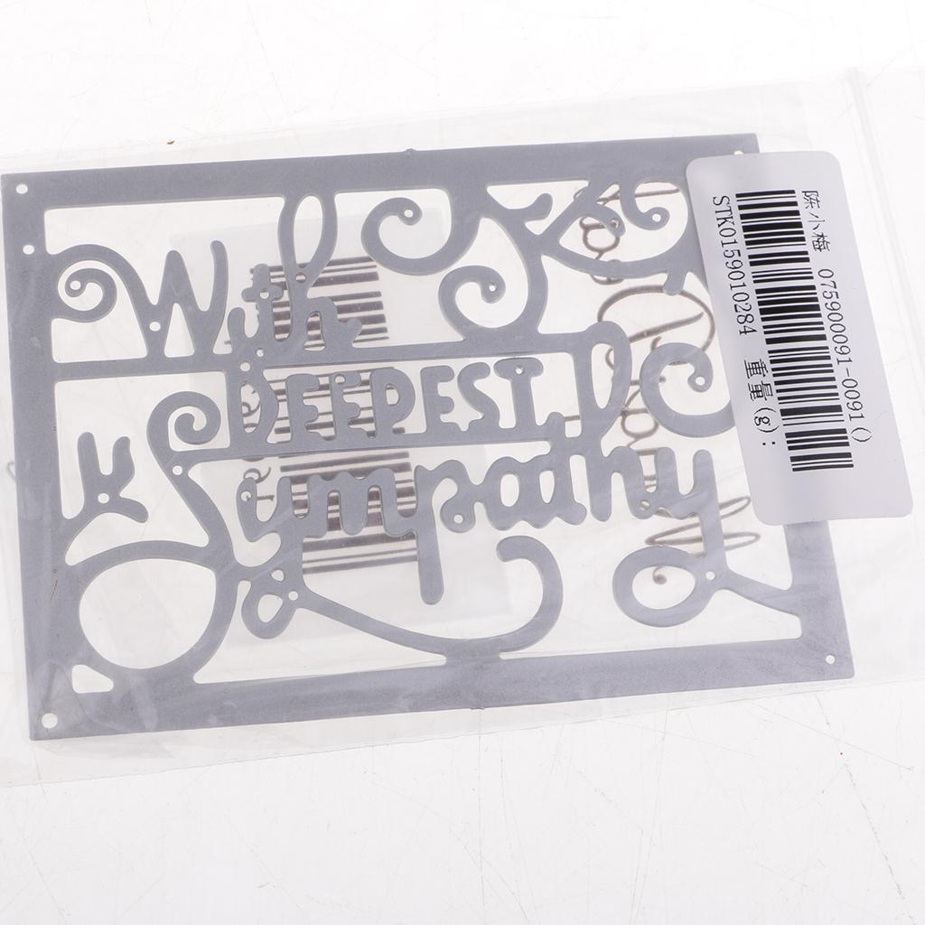 'with Deepest Sympathy'' English Letters Cutting Dies Metal Stencil Template Mould for DIY Scrapbooking Album Paper Embossing Paper Card Gift Making Craft Decoration