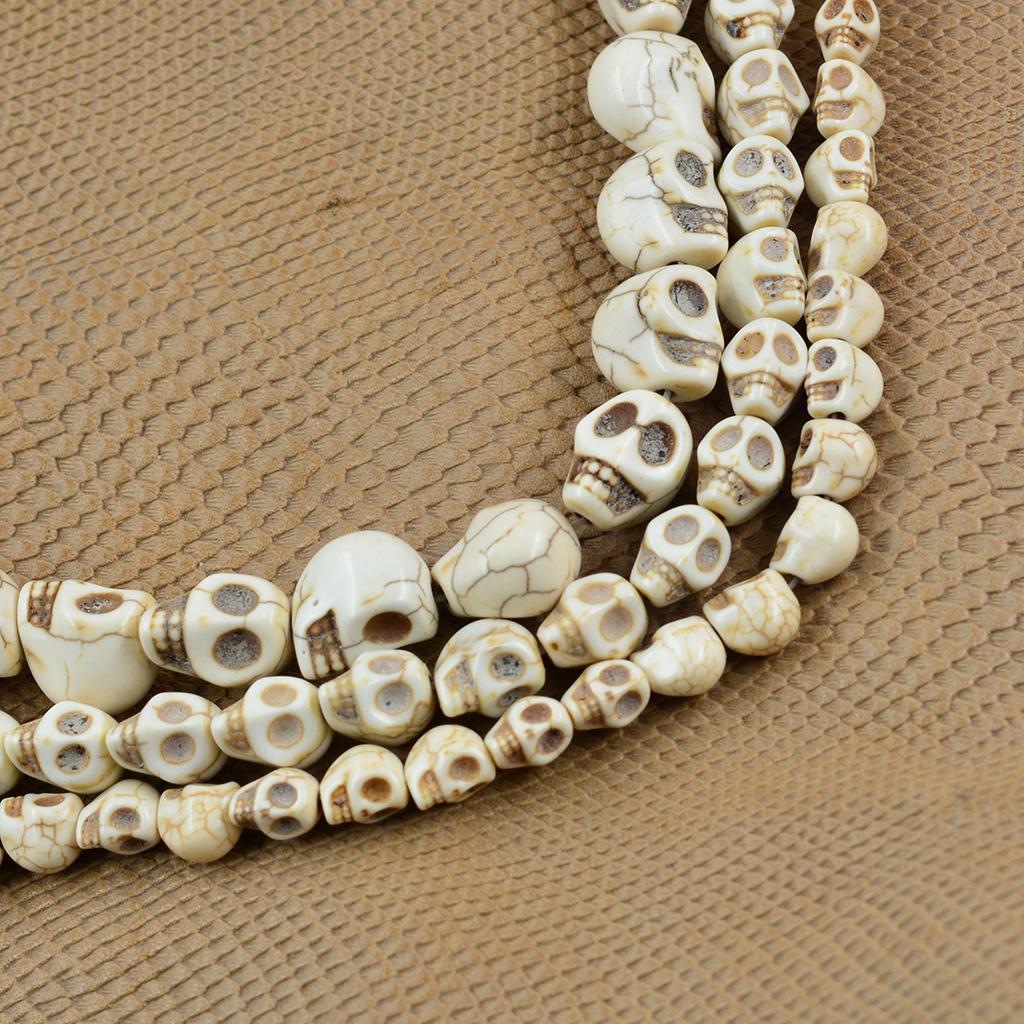 1 Strand White Howlite Turquoise Carved Skull Spacer Beads 9x10 mm 40pcs