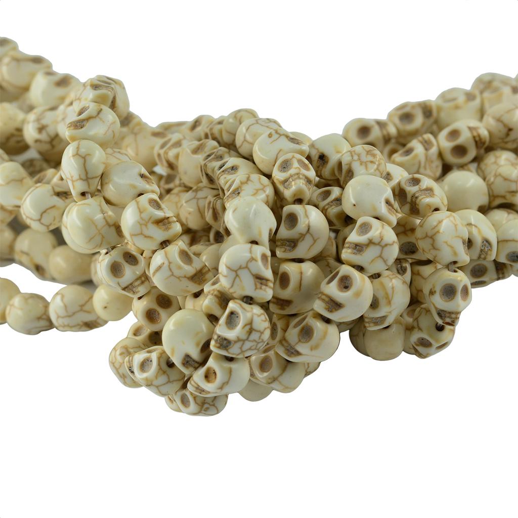 1 Strand White Howlite Turquoise Carved Skull Spacer Beads 9x10 mm 40pcs