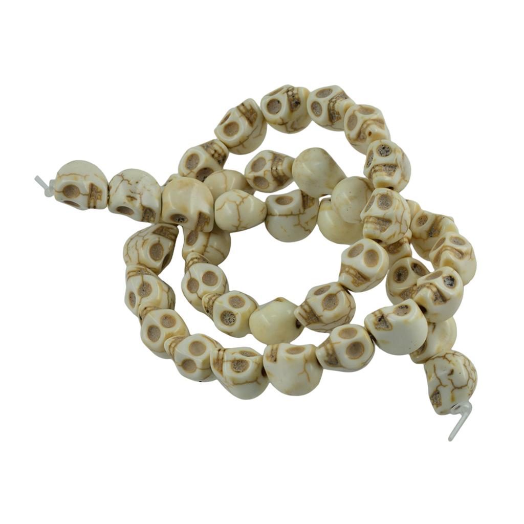 1 Strand White Howlite Turquoise Carved Skull Spacer Beads 9x10 mm 40pcs