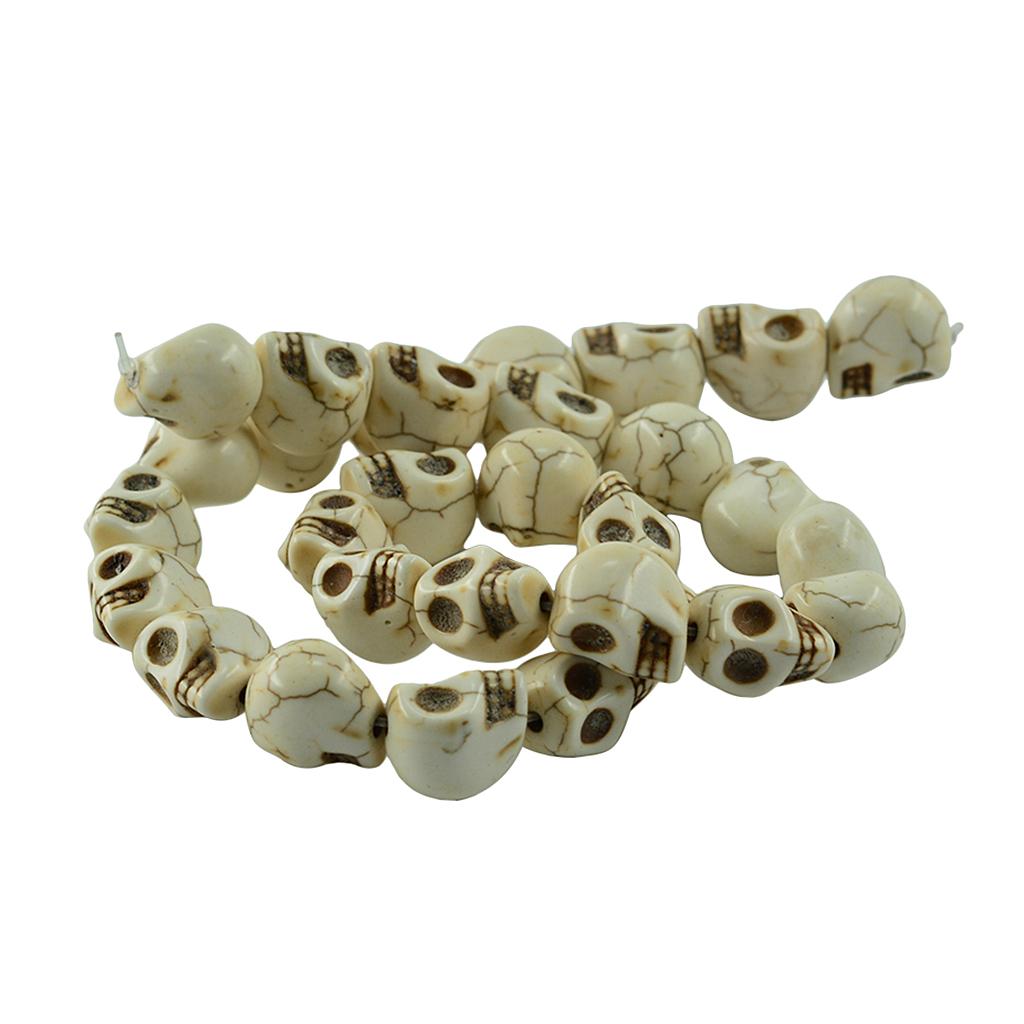 1 Strand White Howlite Turquoise Carved Skull Spacer Beads 13x10mm 30pcs