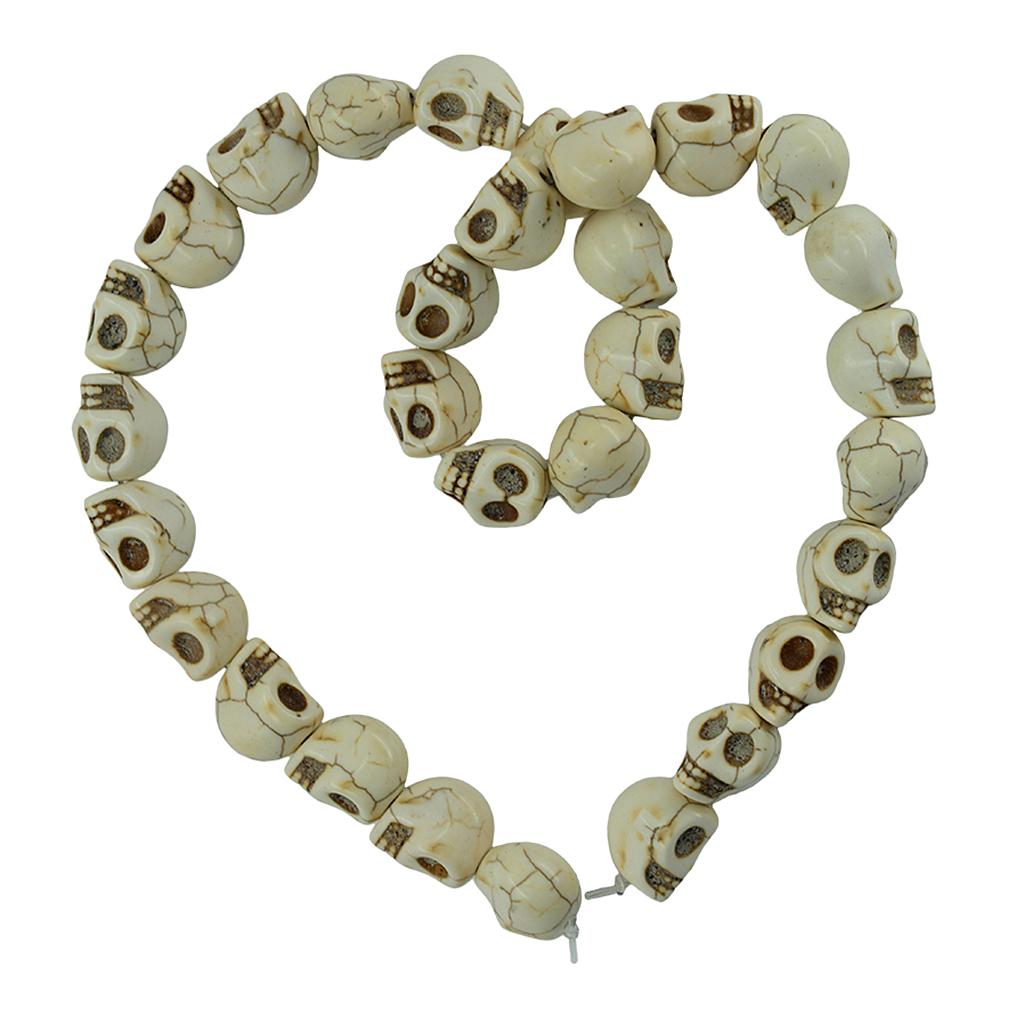 1 Strand White Howlite Turquoise Carved Skull Spacer Beads 13x10mm 30pcs