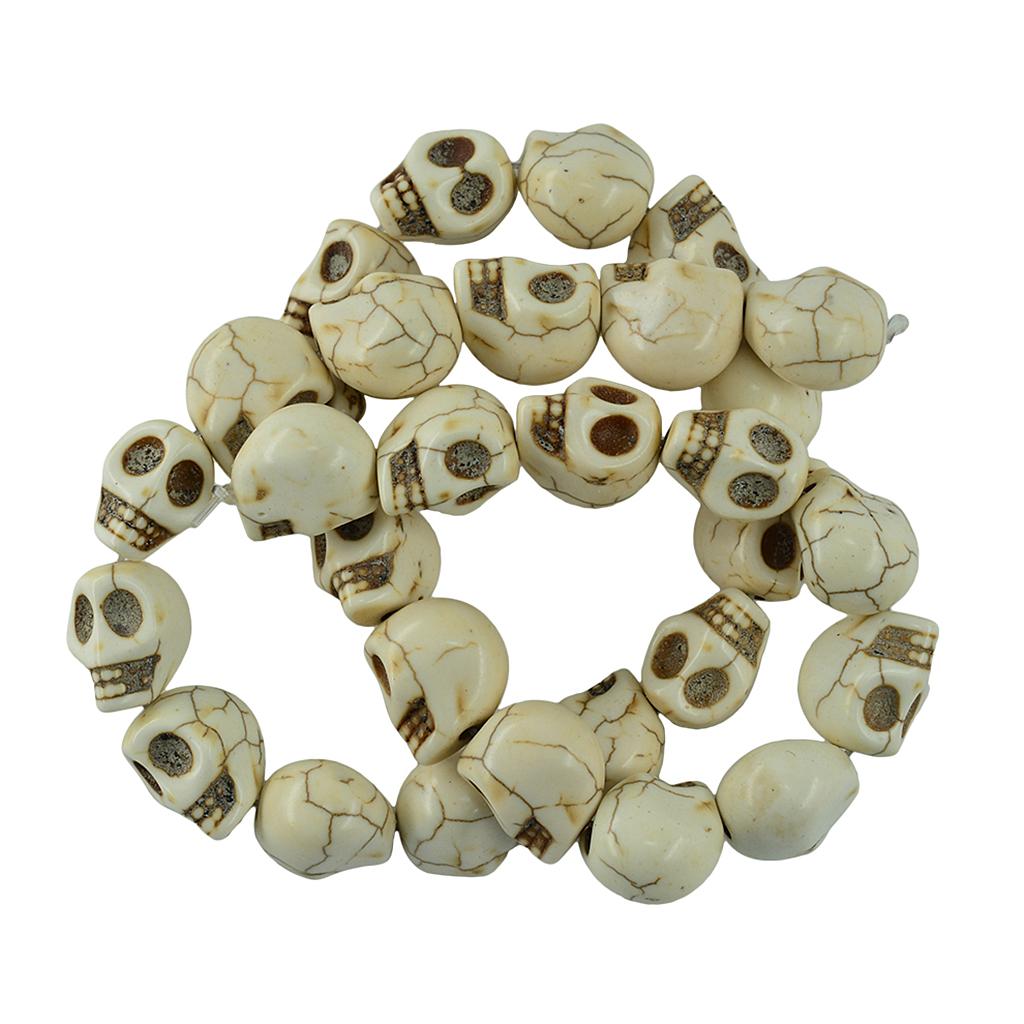 1 Strand White Howlite Turquoise Carved Skull Spacer Beads 13x10mm 30pcs